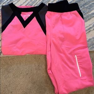 Sanibel scrubs pink,grey,black set